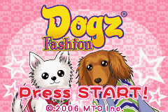 Dogz Fashion title screen for GameBoy Advance